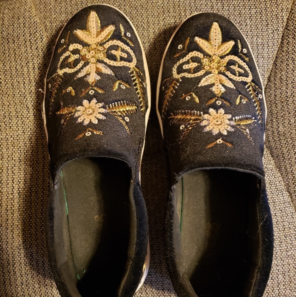 Carlos Santana embroidered velvet sneakers